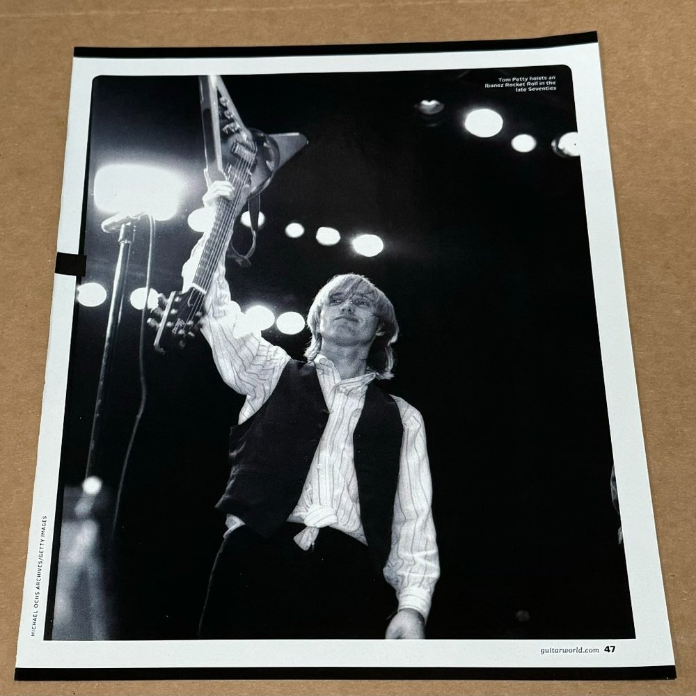 Tom Petty - onstage during the 1970's - Music Print Ad B&W Photo - 2017